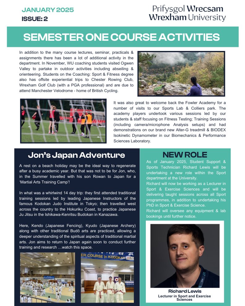The latest issue of the Sport Newsletter is Here! 🎉

As we close out semester one, we’re reflecting on a jam-packed couple of months <a href="/WrexhamUni/">Wrexham University</a> . 

📖 Read the latest issue here: shorturl.at/vPZUR 

#WU #Wrexham #Sport  <a href="/WidnesRL/">Widnes Vikings</a>