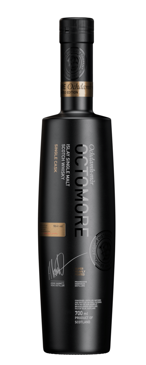 Launching 1-2-25
Available for the first time this Octomore Single Cask is matured and  bottled exclusively in Islay and hand selected by Head Distiller, Adam  Hannet.
Matured in 100% first fill bourbon casks
107PPM.
Bottled at 59.4%abv.
Aged 11 YO
UK Exclusive
Only 246 Bottles