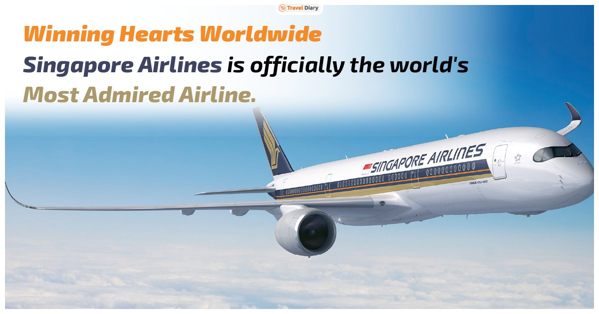 TravelDiary5's tweet photo. #SingaporeAirlines has been named the #MostAdmiredAirline in the World, grabbing the 28th spot on Fortune’s prestigious list!

Popular for its service, #innovation &amp; luxury, the airline continues to set standard in global aviation. 

Do you love traveling with @SingaporeAir? https://t.co/6df9J5JE2J