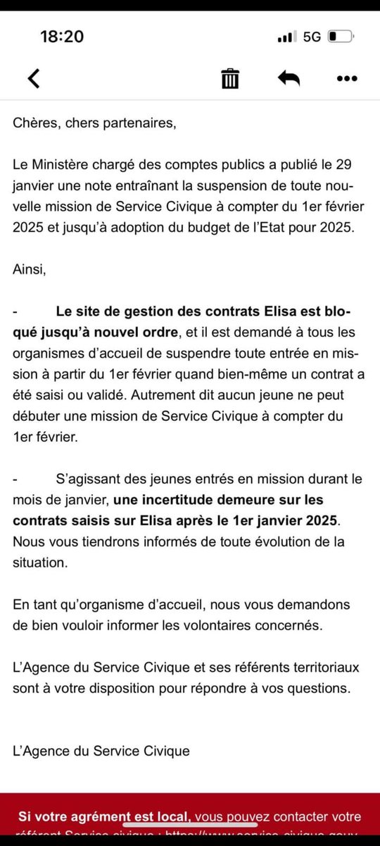 Le Gouvernement frappe encore : suspension des missions de Service Civique dès le 1er février 2025, faute d'adoption du budget. Une insécurité pour les jeunes engagés et les structures d'accueil. 
Ce ne sont pas les jeunes qui doivent payer les conséquences de l’instabilité