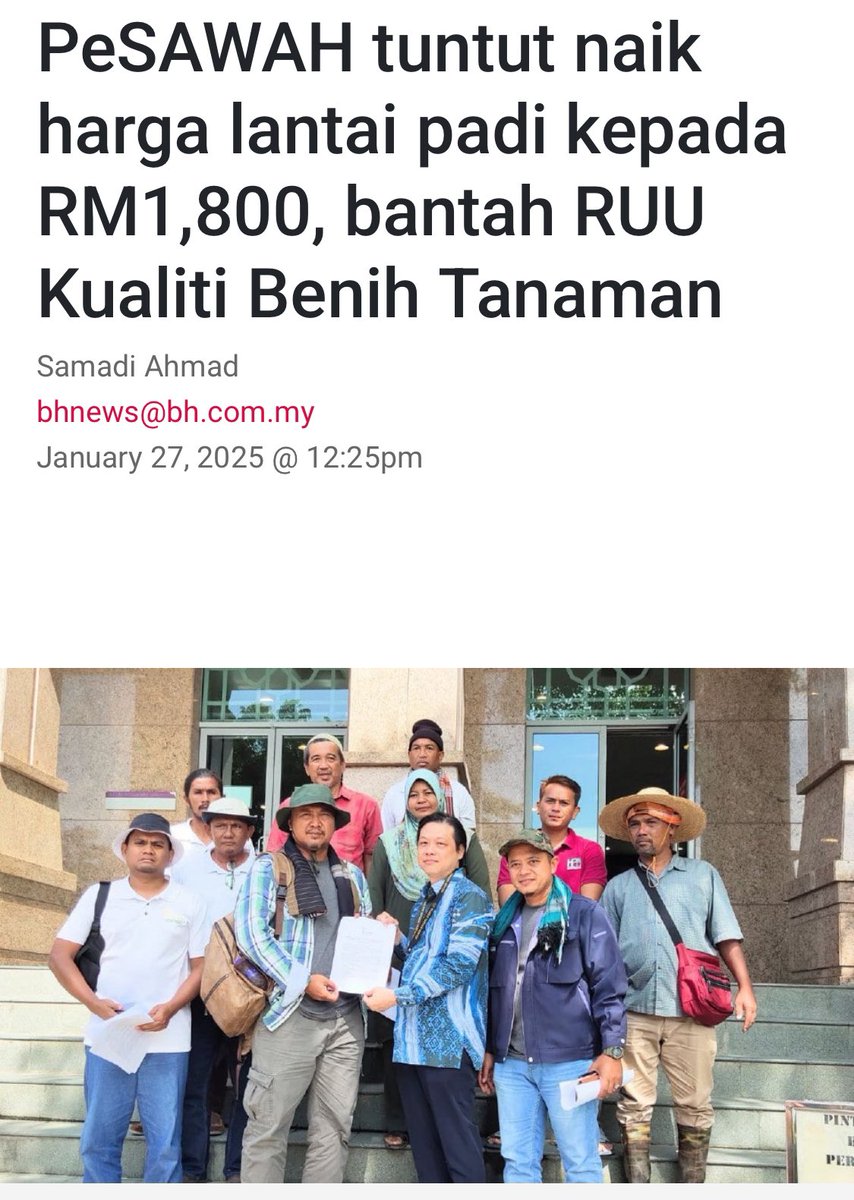 DenciShahrizal's tweet photo. Di Malaysia, petani protes merayu harga lantai padi dinaikkan ke RM 1,800 per tan.

Manakala, di Brunei hasil padi petani dibeli oleh kerajaan Brunei RM 4,800 per tan. 

Antara benefit pesawah di Brunei ialah:-

#ThreadTani https://t.co/G2n4IAlJqW