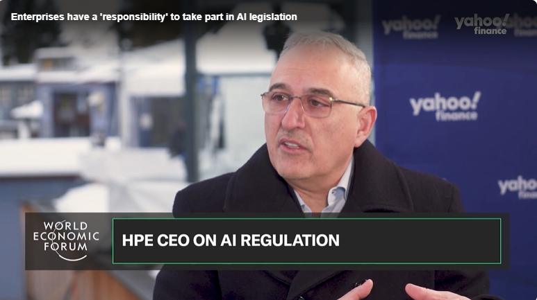 JudAndreas's tweet photo. 'Is #AI out of control? @HPE CEO @AntonioNeri_HPE says it's up in the air.' #wef25 https://t.co/ryiTk9ok9P https://t.co/AnclXKF8xd
