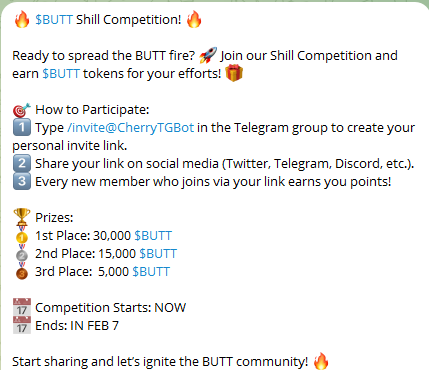 buttcoinvip's tweet photo. Join our TG Competition - LIVE NOW - https://t.co/tcLaGzWenm https://t.co/mtGBSP2qwS