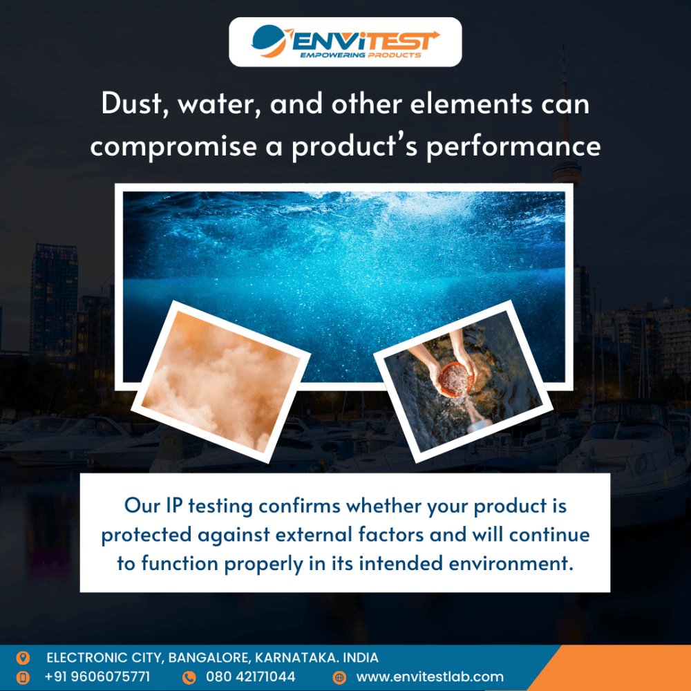 envitestlab's tweet photo. At Envitest Lab, we understand that your products need to perform reliably, no matter the conditions. Our Ingress Protection (IP) testing evaluates a product’s resistance to dust, sand, and water, ensuring it functions as intended in real-world environments.
#Innovation #IPtest https://t.co/Be9dG48i1F