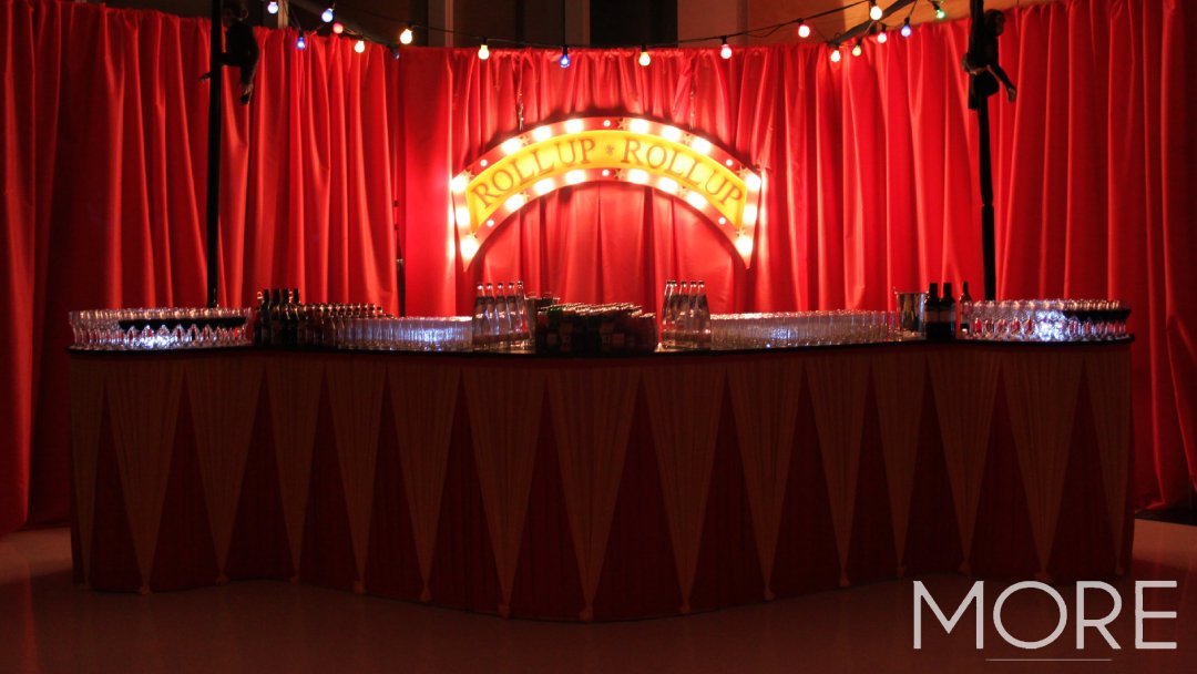 🎪Step right up! Transform your event with our circus-themed decor &amp; bar hire! From vibrant red drapes to the “Roll Up Roll Up” light-up sign, we’ve got the perfect backdrop for a show stopping celebration!🎪 

#CircusTheme #EventPropHire #PropHire #EventTheming #EventDecor
