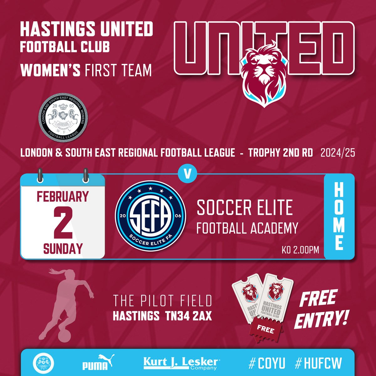 𝘽𝙄𝙂 𝗪𝗘𝗘𝗞𝗘𝗡𝗗 𝗔𝗛𝗘𝗔𝗗

Both our Mens &amp; Womens First Teams are at The Pilot Field this weekend

𝙎𝙖𝙩𝙪𝙧𝙙𝙖𝙮
#HUFC v <a href="/LewesFCMen/">Lewes FC Men</a>
<a href="/IsthmianLeague/">The Pitching In Isthmian League</a>
🎟 ~ hufc.onlineticketseller.com/events/98502

𝙎𝙪𝙣𝙙𝙖𝙮
#HUFCW v <a href="/soccerelitefa/">Soccer Elite FA</a>
@LSEWomensFl
🎟 ~ 𝗙𝗥𝗘𝗘

#COYU
#Fixtures
#HUFC
