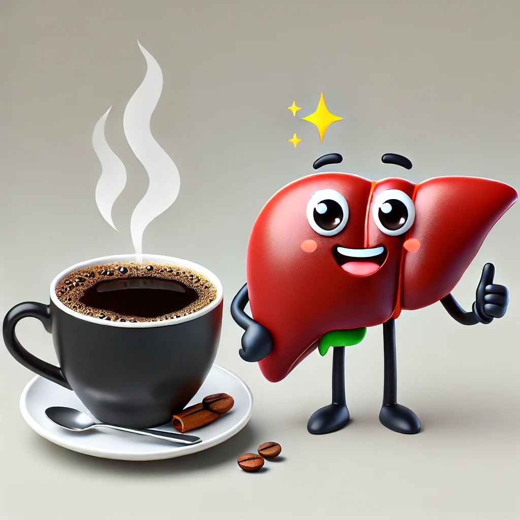 #MASLD Health Tip of the Day:

Enjoy your coffee! 

Drinking 3 cups of black coffee daily can reduce liver inflammation and support liver health, and has been linked to lower fibrosis 

A little cream or sugar is okay, but black coffee offers the most benefit. ☕ #LiverHealth