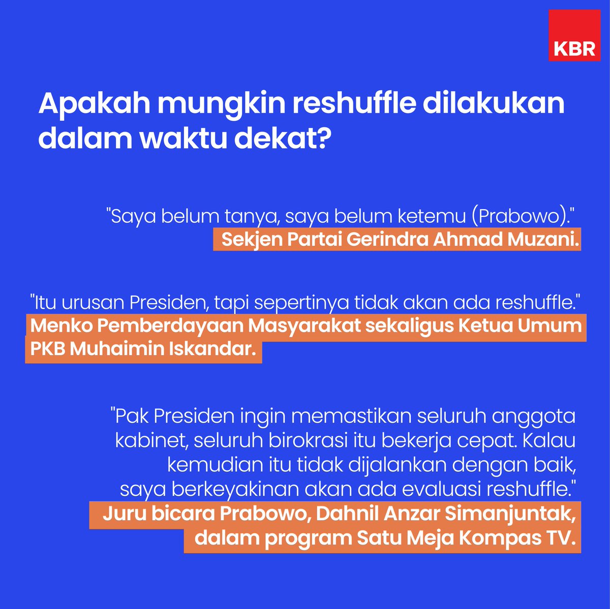 beritaKBR's tweet photo. Siapa saja lima menteri yang dinilai berkinerja buruk?
Mungkinkah @Prabowo akan mencopot menteri yang berkinerja buruk?
Simak penjelasannya selengkapnya di infografis ini.
#KabinetMerahPutih #ReshuffleMenteri #PrabowoSubianto https://t.co/QiXairDJLJ