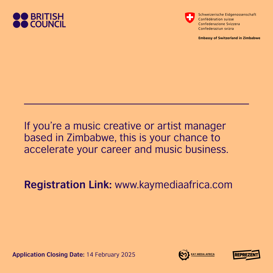 scriptsandbars's tweet image. #OpenCall
Calling all Songwriters, Singers, DJs, Music Producers and Artist Managers based in Zimbabwe!Apply for the Music Connects Africa programme (formerly Scripts and Bars)To apply, visit kaymediaafrica.com.Application closing date: 14 February 2025 (23:00 CAT).