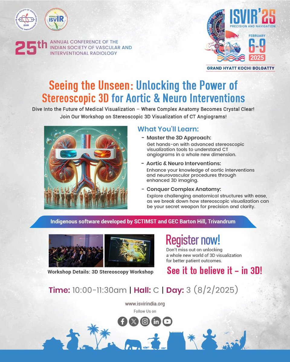 Step into the Future of Medical Visualisation.Join us at ISVIR 2025 and see complex anatomy in a whole new way! Visit our website to know more :  isvirindia.org/ISVIR2025 

#ISVIR2025 #Stereoscopic3D #MedicalInnovation #CTAngiograms #AorticInterventions #NeuroInterventions