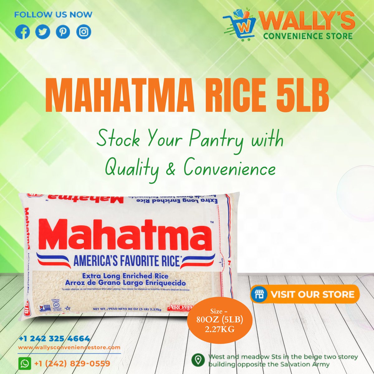 Wallysstore's tweet photo. Grab a bag of #Mahatma Rice at Wally’s Convenience Store! Perfect for any meal, this 5lb pack is a kitchen staple for delicious, fluffy rice every time. Stop by today & stock up!
Order online at https://t.co/zUUxYhyflA
#rice #qualityrice #ricepacket #groceries #grocery #nassau https://t.co/SipFfeNvZS