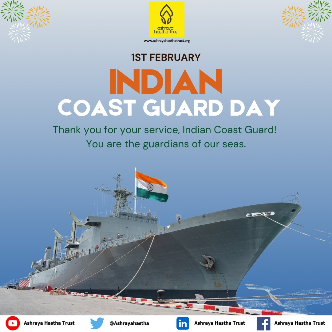 Happy Indian Coast Guard Day!
Saluting the brave hearts who guard our coasts and ensure our nation's safety at sea. Your dedication and sacrifices inspire us all! 
Honoring Our Maritime Heroes! 
#IndianCoastGuardDay #Ashrayahasthatrust