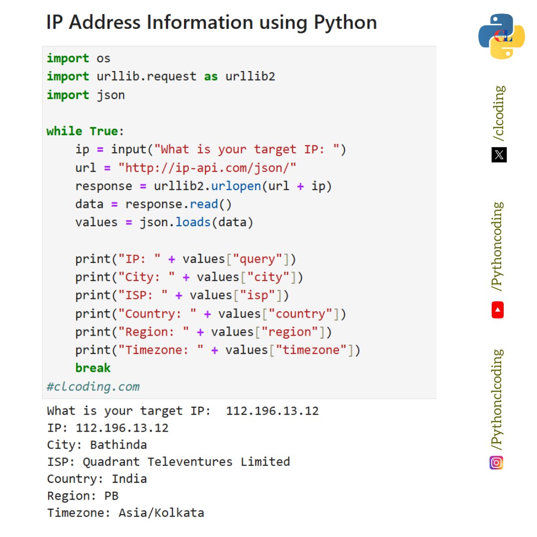 IP Address Information using Python