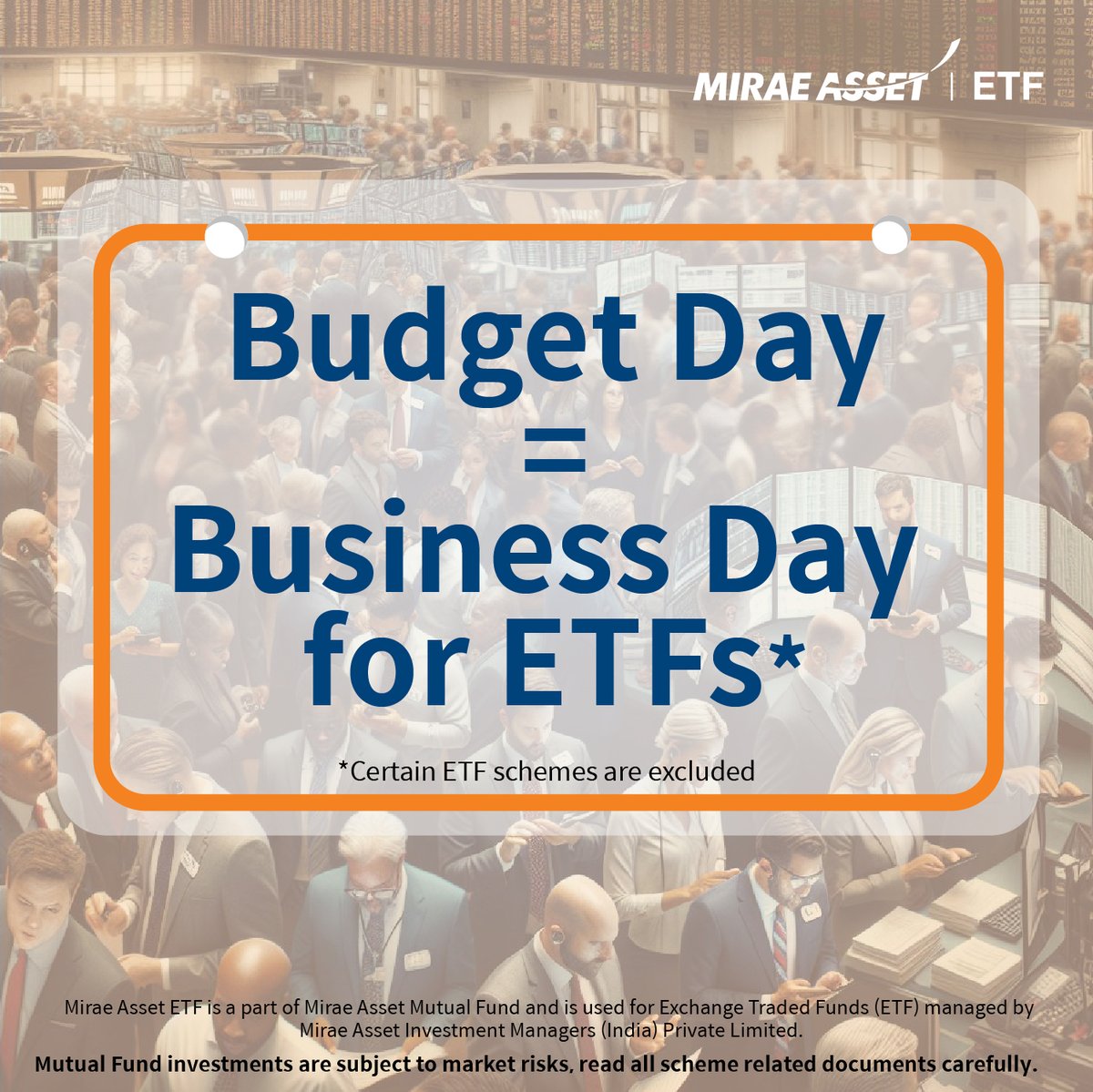 Important Notice for Investors!
Feb 1st, 2025 (Saturday) will be a business day for most Mirae Asset ETFs, with a few exceptions.

Please check the details and plan your investments accordingly.

For any queries, we’re here to help!

Link to Addendum: rb.gy/402dv5