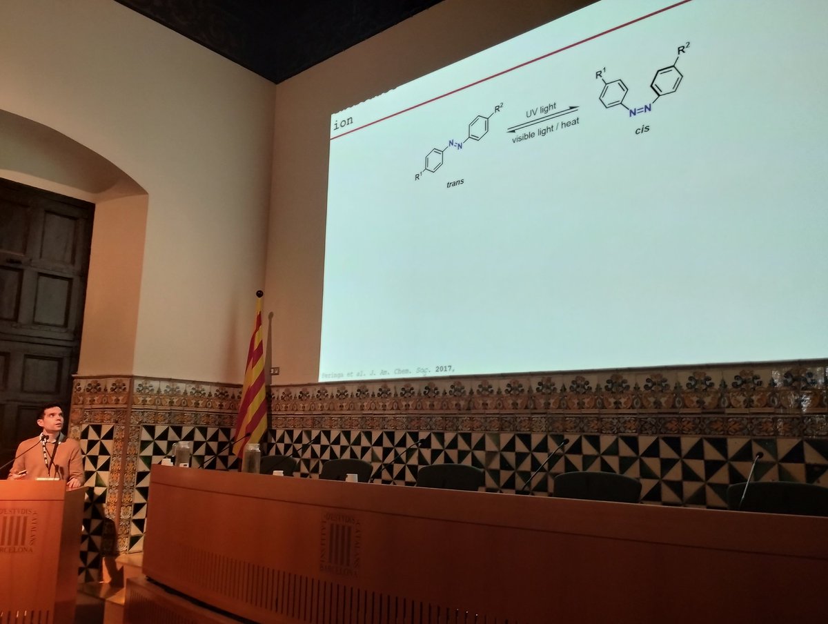 Great talk Albert! He's showed us how to synthesize with ease a large variety of visible light operated tetramethoxylated azobenzenes during the 1st Organic Chemistry Meeting of the Catalan Chemical Society (<a href="/scq_iec/">Societat Catalana de Química</a>).