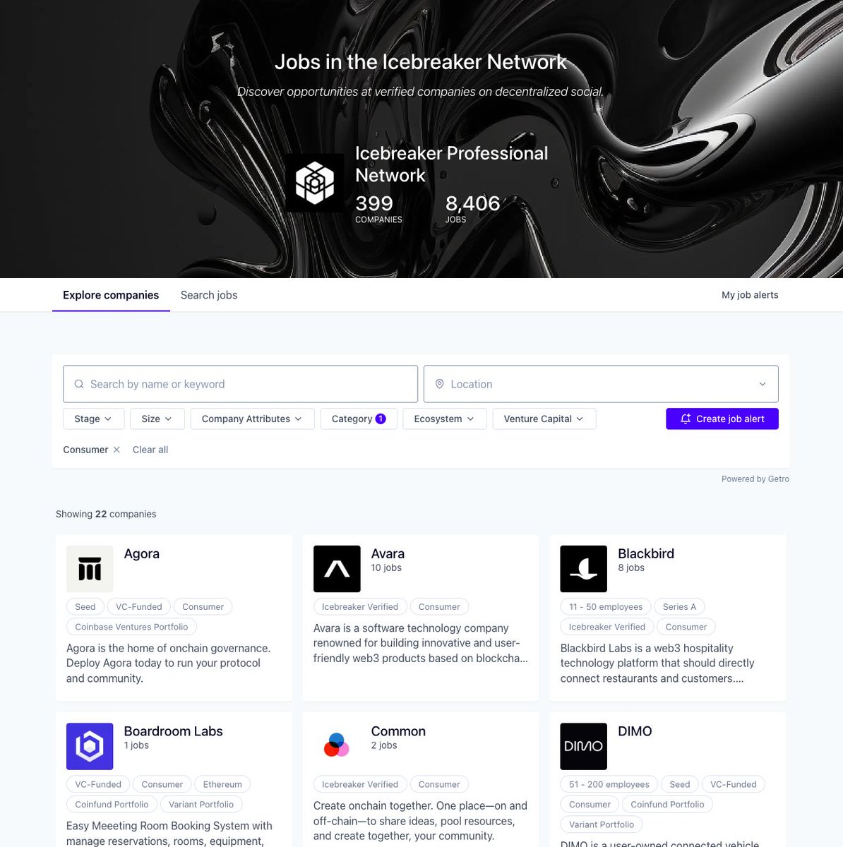 icebreaker_xyz's tweet image. Have you ever wanted to see the best jobs from top companies on the frontiers of tech?

Now you can with Jobs on the Icebreaker Network

400 leading companies, 8k+ jobs, and more added every day

Link 👇