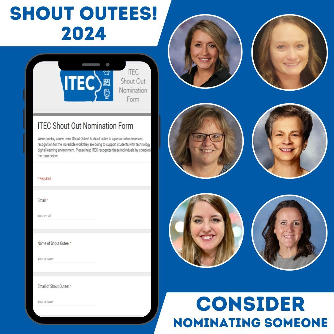 itec_ia's tweet photo. Do you know an #edurockstar? ITEC wants to celebrate amazing educators across the state. Consider nominating someone we can celebrate this year!
🔗 https://t.co/Zm8YgETffD https://t.co/VqdLIzn7mR