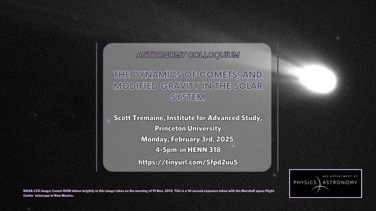 It's a bird, it's a plane, it's a ... COMET! Amazing to behold, our current understanding of comet evolution is the Oort cloud, a giant bubble-like shell which surrounds our solar system. Come learn more!  <a href="/ubcscience/">UBC Science</a> @ubc @triumflab #astronomy #physics