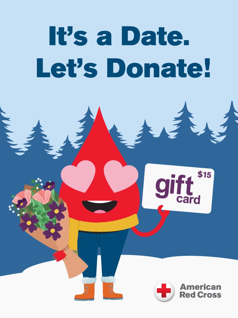 More donors are needed this winter! When you come to donate blood or platelets through Feb. 28, we'll send you a $15 e-gift card to a merchant you choose. Create a flurry of hope for patients in need by making an appointment to give: rdcrss.org/4heNtEn
