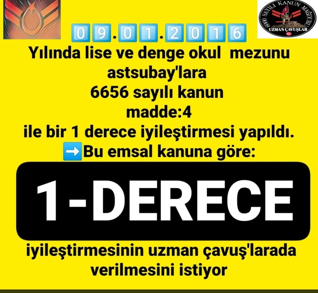 <a href="/alitilkici38/">Ali Tilkici 🇹🇷</a> Hastalandığında meslekten atılmasın!
Cezai işlemlerde mahkeme belirlensin!
MESLEKİ GÜVENCE KADRO OLSUN!
Sınıf okulu açılsın!
Emeklilik maaşları tazminatlar düzeltilerek 1 derece verilsin!
#UzmanÇavuş'lar özlük haklarının düzeltilmesini bekliyor.
<a href="/alitilkici38/">Ali Tilkici 🇹🇷</a>