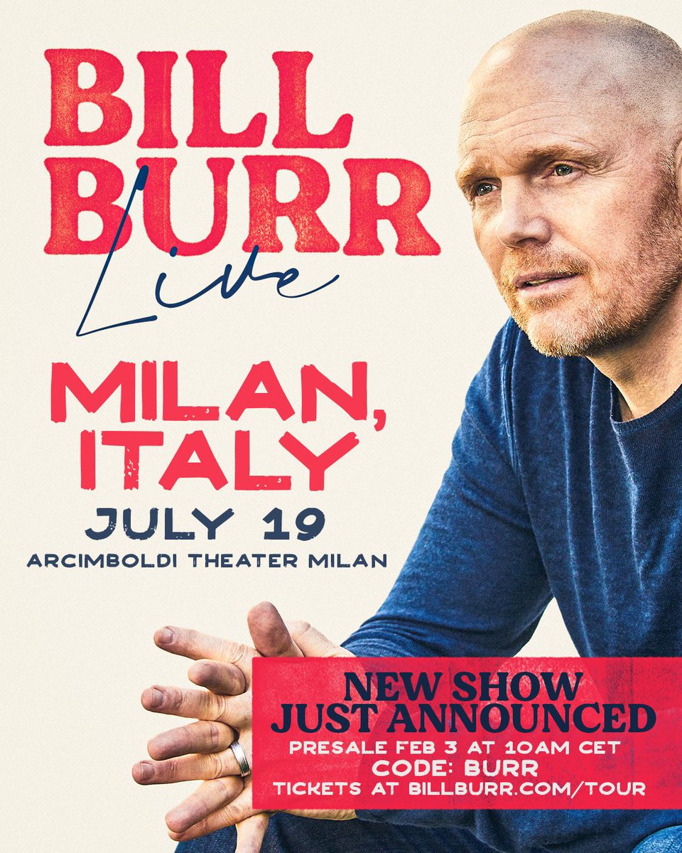 Italy! 

I will be at the Arcimboldi Theater in Milan on July 19th. 

Pre-sale starts February 3rd at 10am local time. 

shop.ticketmaster.it/presale/biglie…