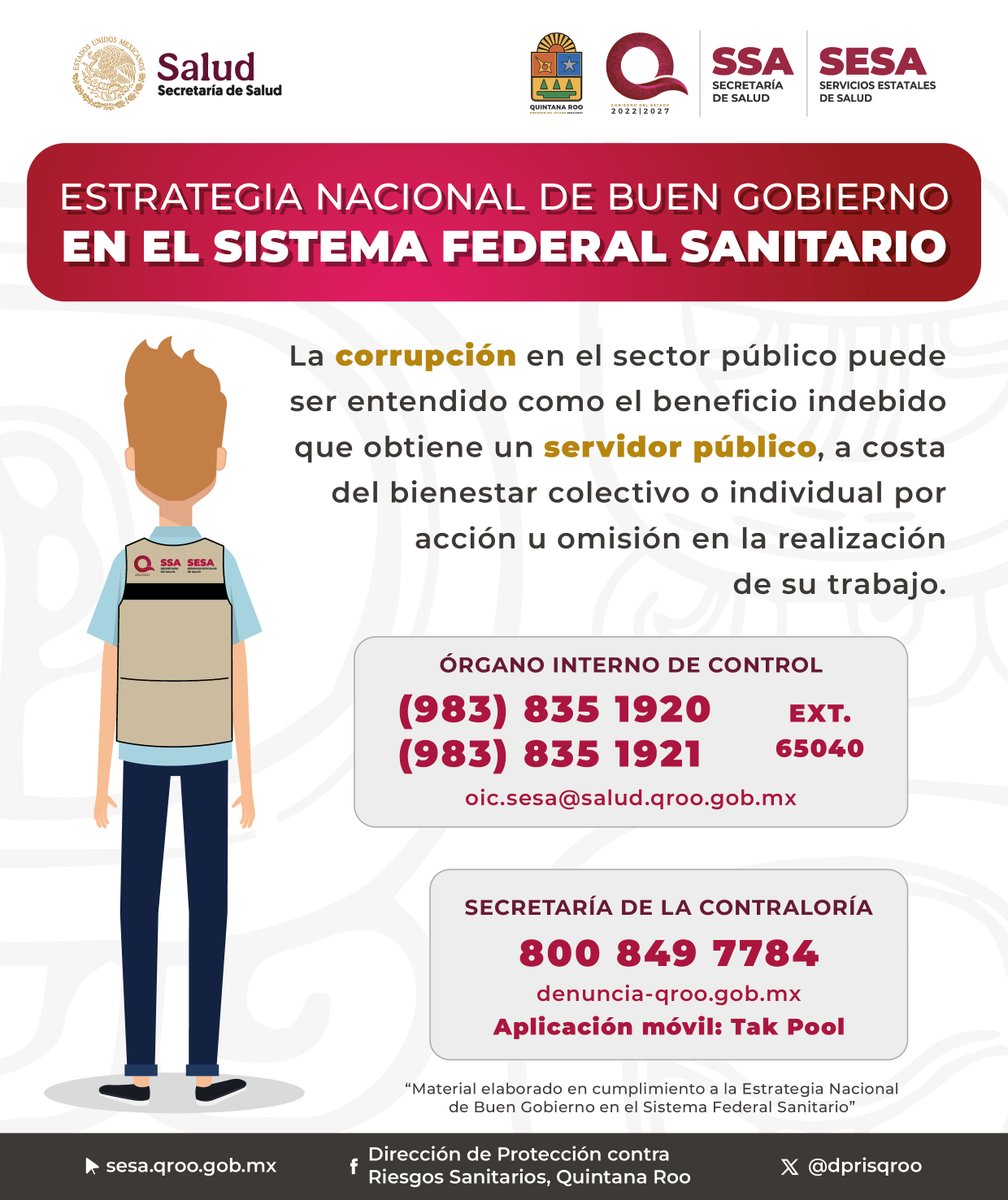 dprisqroo's tweet photo. En el marco del #NuevoAcuerdo por el Bienestar y Desarrollo de #Qroo, se presenta el cartel del procedimiento para presentar una denuncia derivada de conductas de las personas servidoras públicas, que en el ejercicio de sus funciones, pudieran constituir algún acto de corrupción. https://t.co/guJX8G2ULA