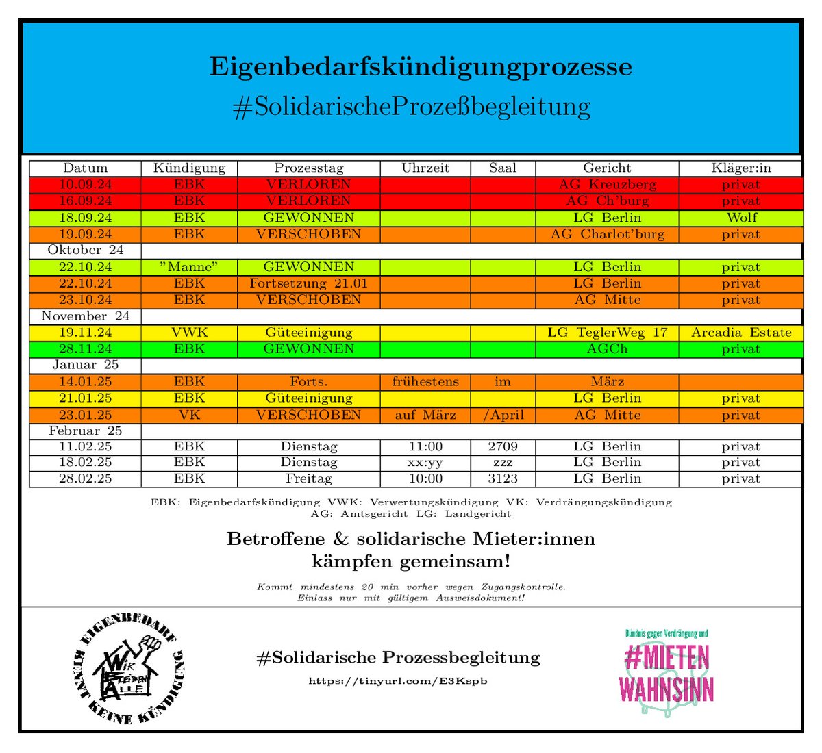 Wir sind keine jura-affine Gruppe An dieser Stelle  großen Dank an d Rechtsanwält:innen d uns immer wieder unterstützen Wir sind 1 Gruppe die das kollektive Handeln in den Vordergrund stellt Wichtig &amp; erfolgreich dabei ist die #SolidarischeProzeßbegleitung tinyurl.com/E3Kspb