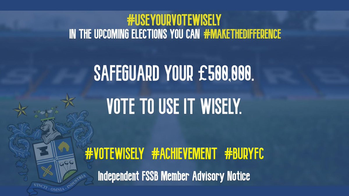 IndFSSB's tweet image. Perhaps the greatest #Achievement is running a sustainable, profitable football club. An organisation with cash reserves to invest in the playing squad as well as progress off the field. Guard this success #VoteWisely #BuryFC