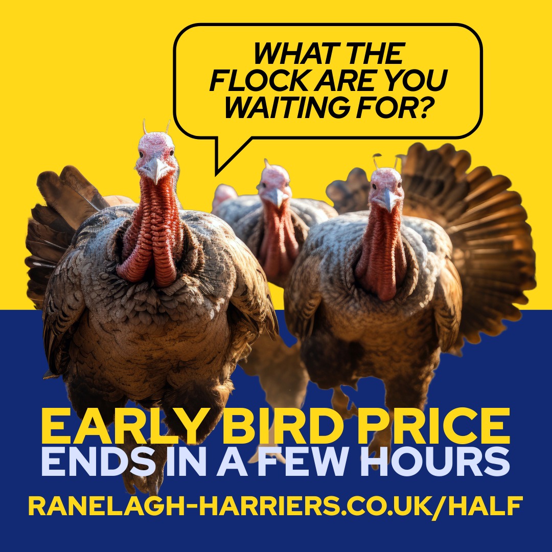 Last few hours to save for the #ranelaghhalf 

From tomorrow, the price will rise to £36 (UKA)/£38 (non UKA)

📅 11 May @ 8.30am
🏃‍♂ Fast, flat course through Richmond, Twickenham &amp; Ham
🌟 Part of the 2025 Surrey Road League Summer Series

Enter NOW @ bit.ly/ranelaghhalf ⬅️