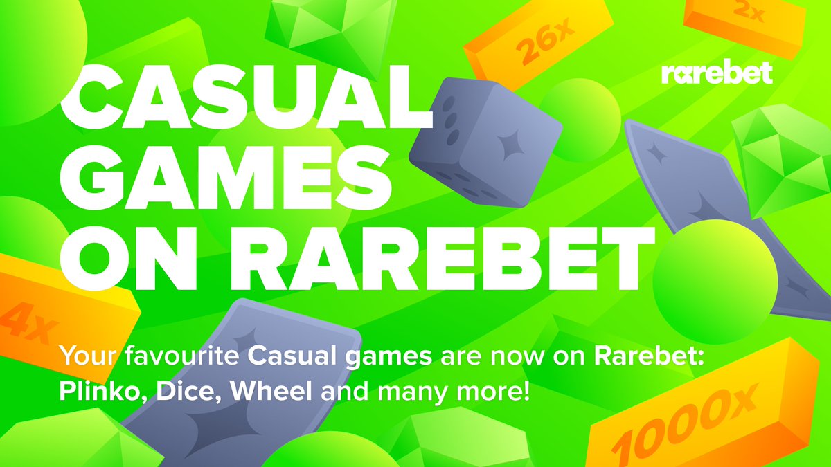 rarebetcom's tweet photo. 🕹️ CASUAL GAMES ON RAREBET 🕹️

Your favourite Casual games are now on Rarebet: Plinko, Dice, Wheel and many more!

🎉 TRY FOR FREE 🎉

We've prepared a special bonus code for everyone! No wager requirements, no strings attached: https://t.co/frZWxJs4UD