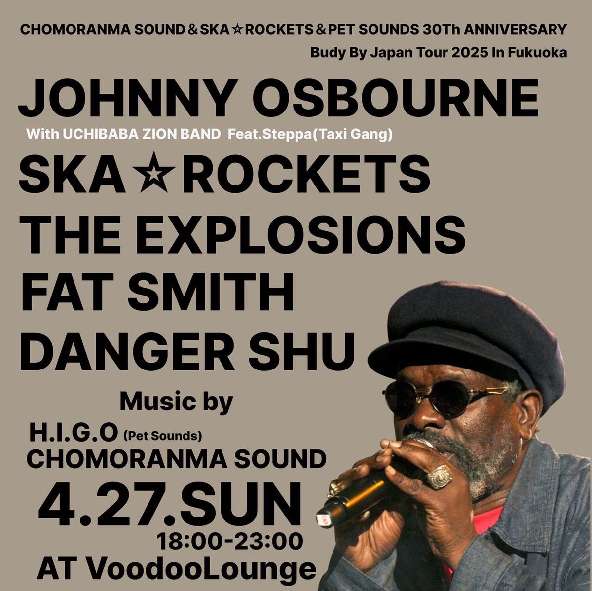 THE_EXPLOSIONS's tweet photo. ⚡︎⚡︎レジェンド来日⚡︎⚡︎
🔥必聴必見🔥

CHOMORANMA SOUND &amp; SKA * ROCKETS &amp; PET SOUNDS 30Th ANNIVERSARY
Budy By Japan Tour 2025 In Fukuoka
チケット購入詳細は追ってお知らせします！ https://t.co/DWXLGEWqqh