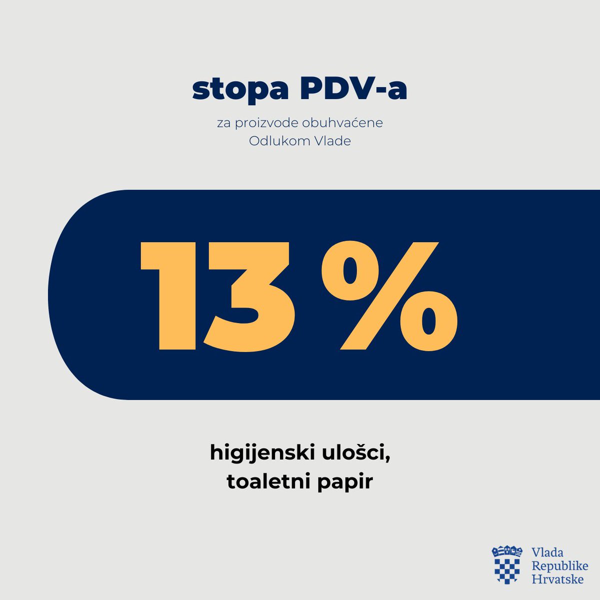 VladaRH's tweet image. S ciljem očuvanja stabilnosti cijena u 🇭🇷, na današnjoj #sjednicaVRH usvojili smo odluku o proširivanju liste proizvoda s ograničenom cijenom na njih 7⃣0⃣. U sklopu borbe protiv inflacije, od ranije su snižene i stope #PDV na ključne prehrambene i higijenske proizvode.
