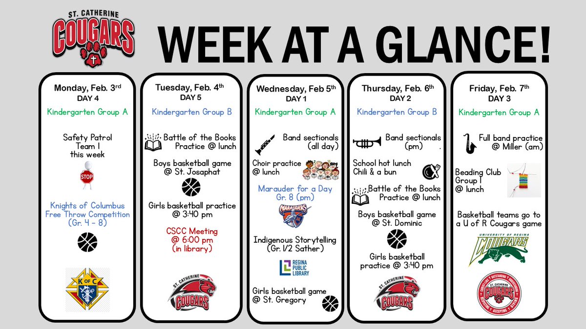 Lots of basketball and other fun Feb. 3 -7 , 2025. <a href="/RCSD_No81/">YQR Catholic Schools</a>