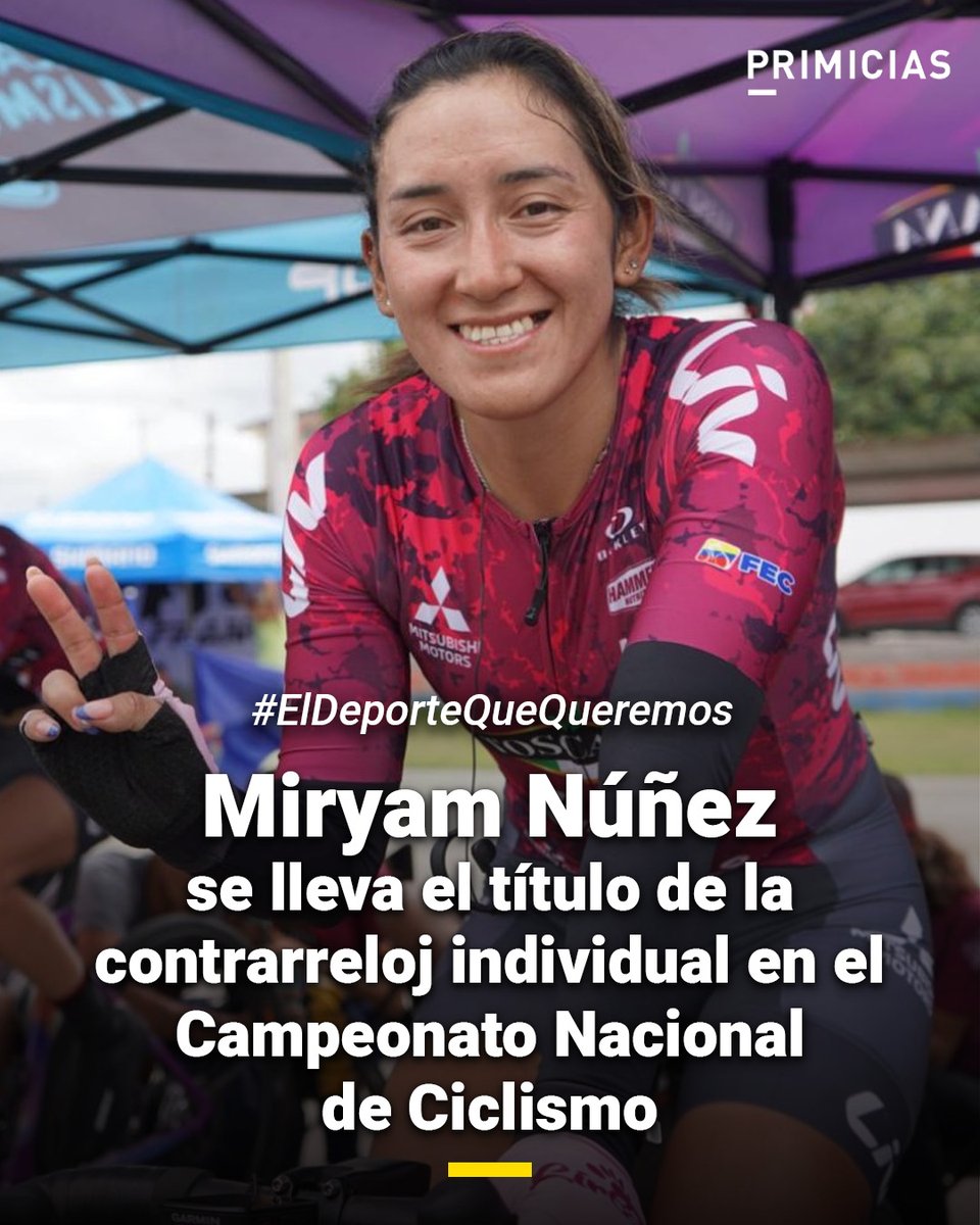 #ElDeporteQueQueremos | Miryam Núñez lo hizo de nuevo. La riobambeña se quedó por tercer año consecutivo con el primer lugar de la contrarreloj individual, en el Campeonato Nacional de Ciclismo. prim.ec/njj450URiH6

Un proyecto de <a href="/BancoPichincha/">Banco Pichincha</a>