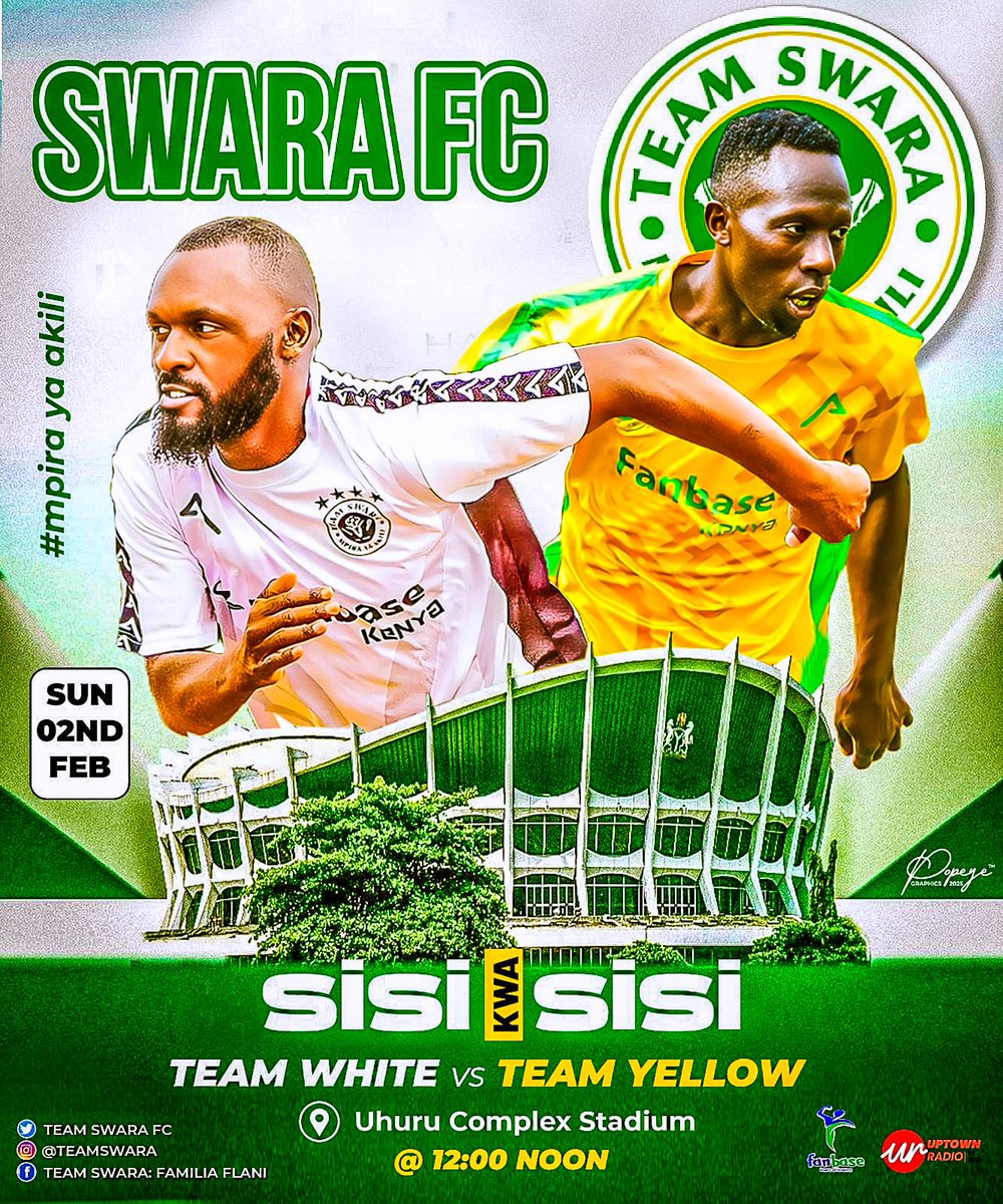 TeamSwaraFC's tweet photo. Yes! We are fully back and you are all welcomed for our "Sisi Kwa Sisi" showdown.

#WadauPl
#MpiraYaAkili 
#FamiliaFlani https://t.co/hMrOPWMW74