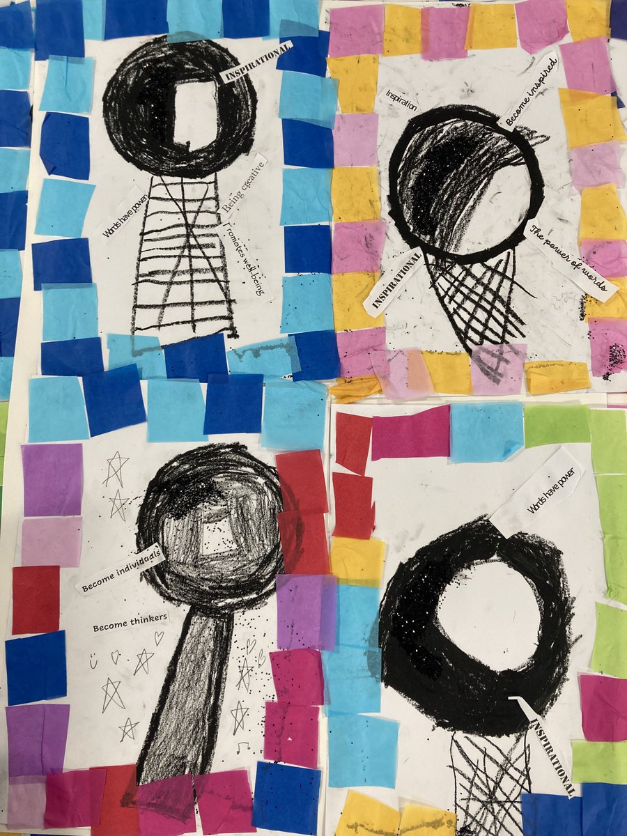 A super day working with the Hawksmoor Learning trust and Orbis, in Northamptonshire, developing words and performance. During the day, groups of learners also took my words and chopped them up to create these fabulous microphone collages. Words have the power to set us free!