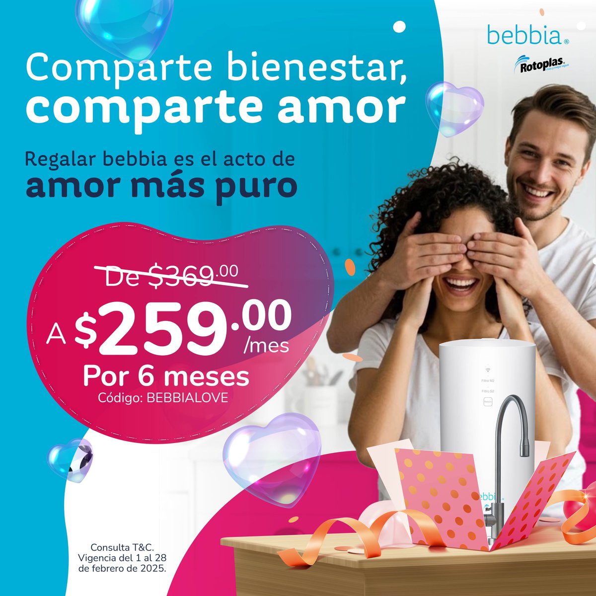 💙💧 ¡Febrero llega con una promo que no puedes dejar pasar! Protege a tu familia con agua ultrapurificada las 24/7, libre de virus, bacterias y microplásticos. 🌍✨

🔥 Aprovecha 6 meses con 30% OFF usando el cupón BEBBIALOVE  🚀💙
Entra ahora mismo: 👉🏻  bit.ly/48mg5pS