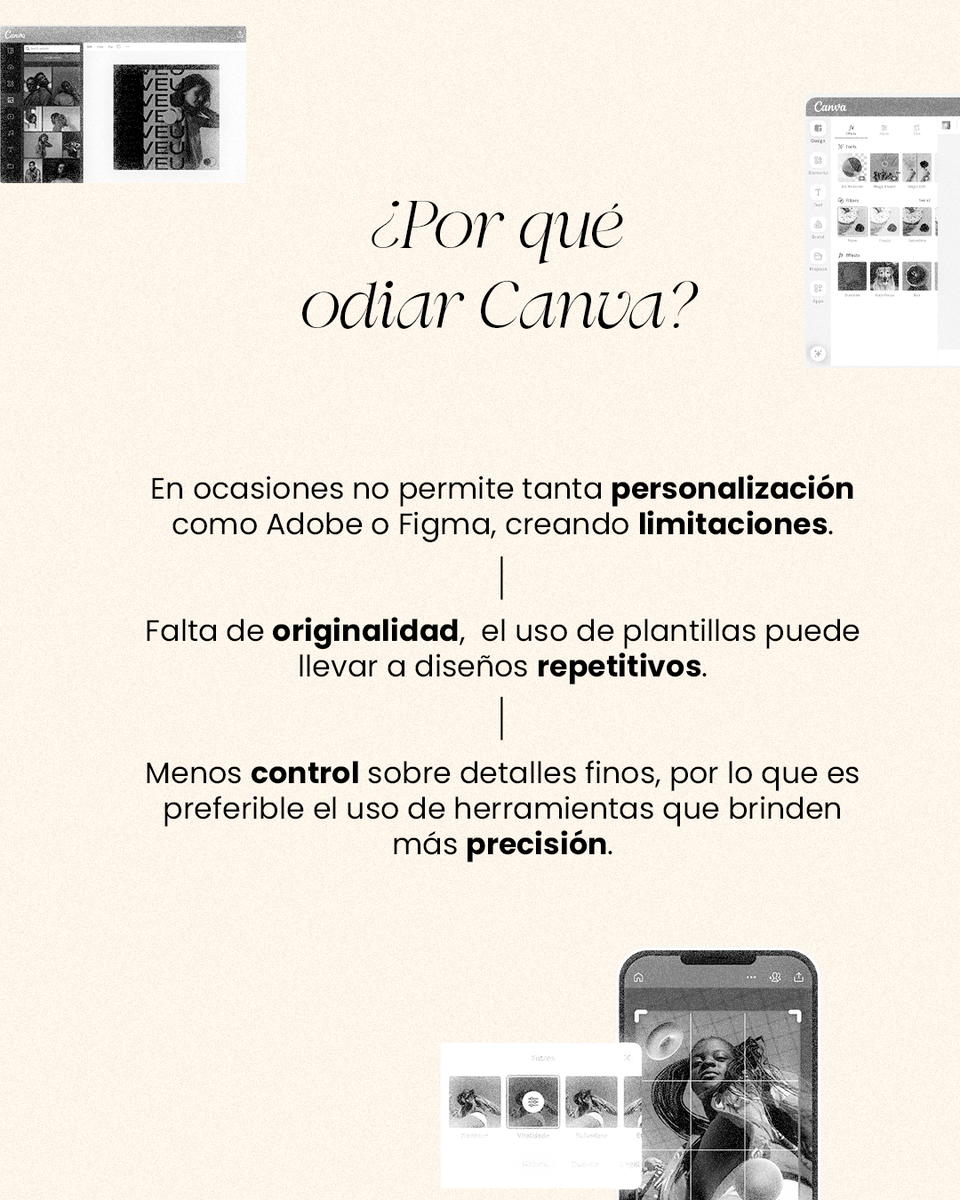 Vibrand_Media's tweet photo. Canva es el favorito de muchos, pero puede que te sientas limitado. ¿Lo amas o lo odias? ¡Todo depende de tus necesidades! 😉

#VibrandMedia #Marketing #Contenido #EstrategiaDigital https://t.co/D93PsoFi71