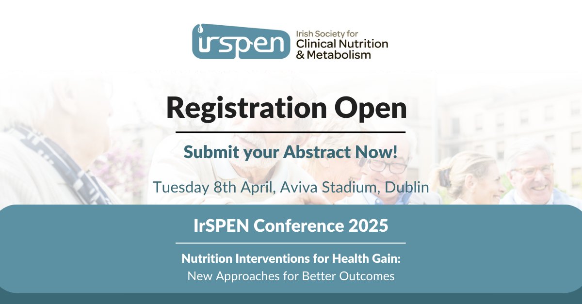 IrSPEN 2025 Conference - Nutrition Interventions for Health Gain: New Approaches for Better Outcomes. April 8th Aviva Stadium! The IrSPEN 2025 Conference is an essential event for dietetics, nutrition, and healthcare professionals.  View full programme  - irspen.ie/irspen2025/
