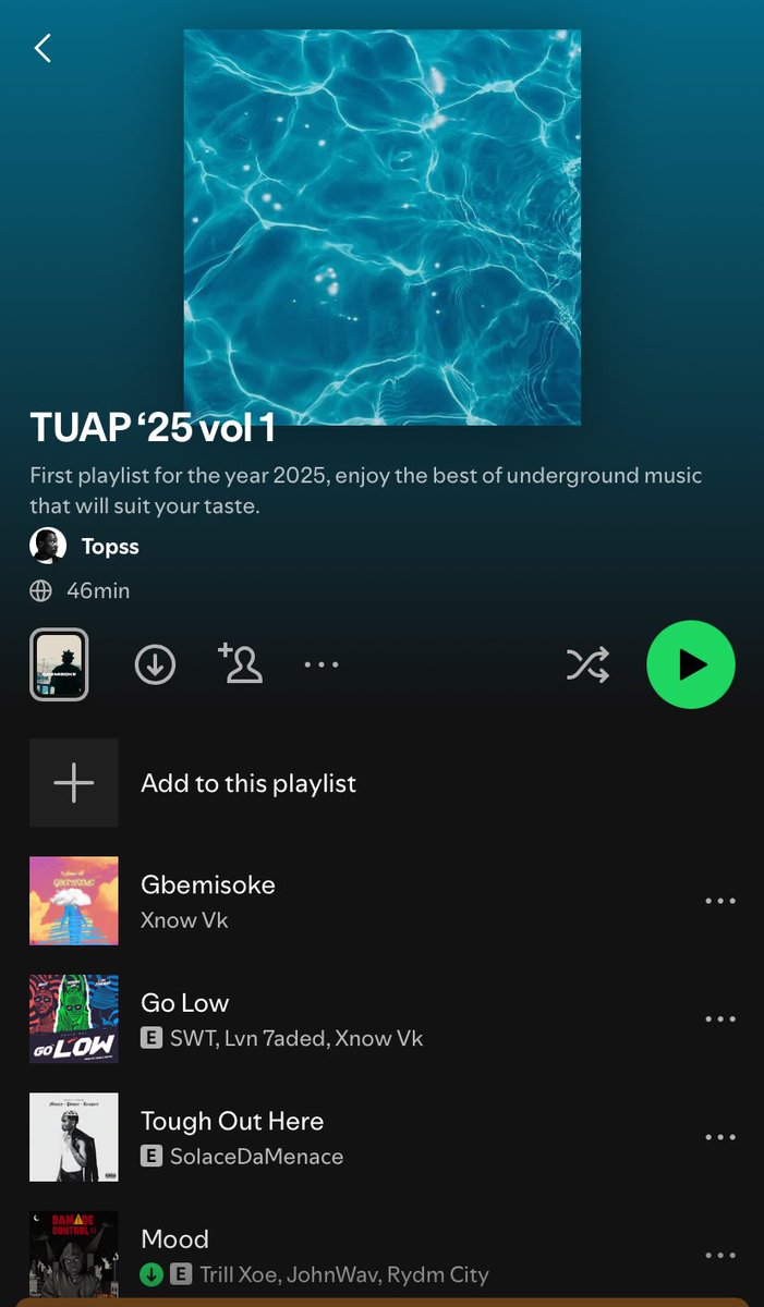 Topss (@topetyez_) on Twitter photo Guys the first Underground playlist for the New Year and the month of January is out, kindly check it out here Cc <a href="/TheUnderGArena_/">The Underground Arena</a> ๐จ๐จ
Kindly give it a listen, Share and pls retweet ๐๐พ
Apple Music link - music.apple.com/ng/playlist/tuโฆ
Spotify link - open.spotify.com/playlist/4ainLโฆ Guys the first Underground playlist for the New Year and the month of January is out, kindly check it out here Cc <a href="/TheUnderGArena_/">The Underground Arena</a> ๐จ๐จ
Kindly give it a listen, Share and pls retweet ๐๐พ
Apple Music link - music.apple.com/ng/playlist/tuโฆ
Spotify link - open.spotify.com/playlist/4ainLโฆ