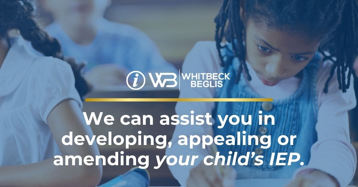 WB_Laws's tweet photo. If the IEP the school has developed is not adequately meeting your child’s needs, we can assist you in developing, appealing or amending it.  

Visit https://t.co/RquvcjoX8X to learn how we can help.  #WhitbeckBegis #EducationLaw #SpecialEducation #IEP https://t.co/CVNj6VyuM4