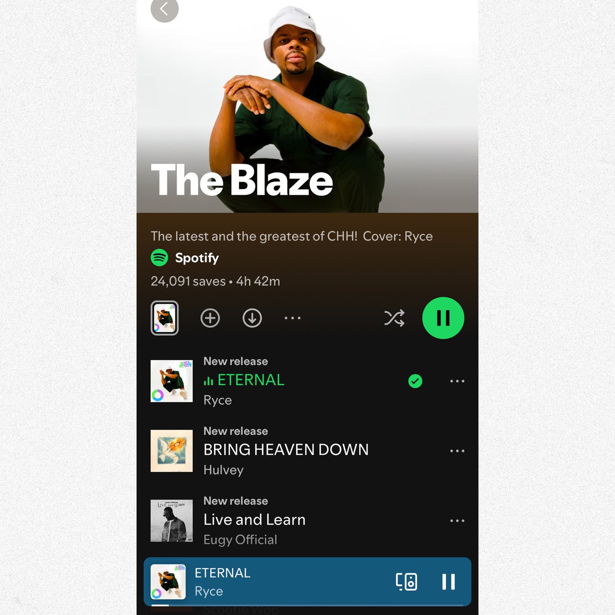 yungrycearoni's tweet photo. Glory to Jesus

we were added to the cover of “The Blaze”, a Spotify editorial playlist for new Christian Hip Hop, aswell as to “Lifted Frequency” and “All New Christian &amp; Gospel”

praise God, so so so so thankful

ETERNAL out Now! https://t.co/HBVrhQrknP