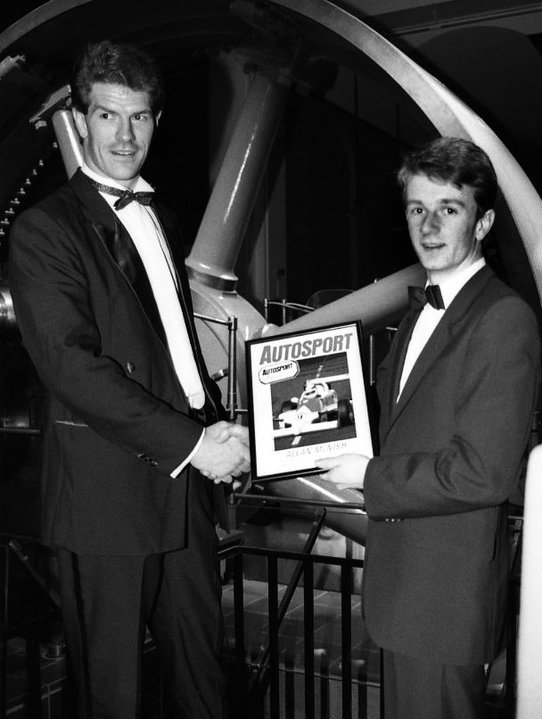 Joe, one year later, in the Science Museum, with a young Allan McNish