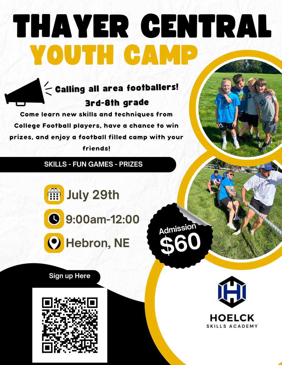 July 29th college and professional football players will be in Hebron, Ne 

Click the link in our bio for registration!

<a href="/mrmlshepherd/">Mitchell Shepherd</a> <a href="/ThayerCentral/">Thayer Central</a>