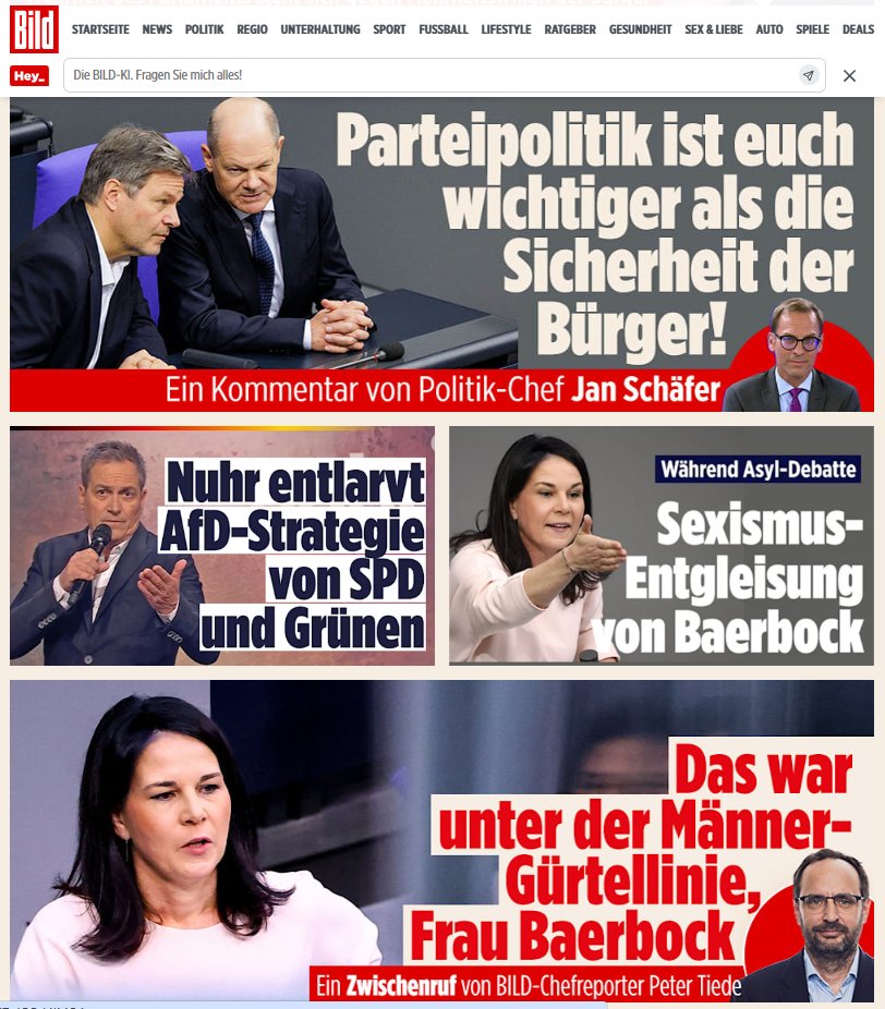 Wow. Aus allen Rohren. Keine Montage, sondern die aktuellen Aufmacher.