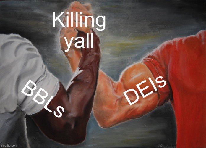My timeline right now. The war on DEI is ridiculous. Getting rid of highly qualified often OVERqualified individuals isn’t going to fix your inferiority complex babes.