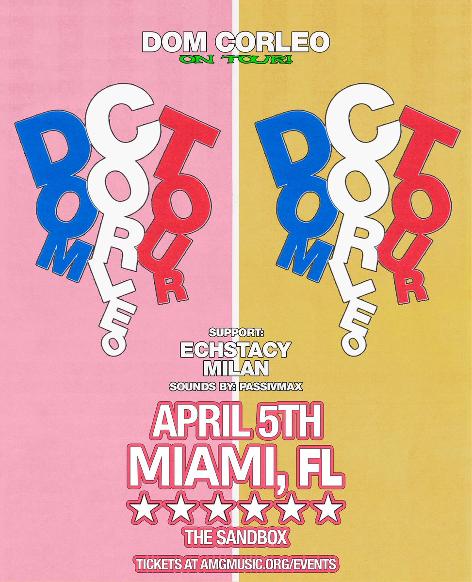 AMG_BTA's tweet image. BOOM! On sale now 🔥 @domcorleo live in Miami, Florida on April 5th ⭐️ Secure your spot now. 

Tickets available at amgmusic.org/events 

#domcorleo #trapmusic #miamiconcerts #miamibeach #undergroundhiphop