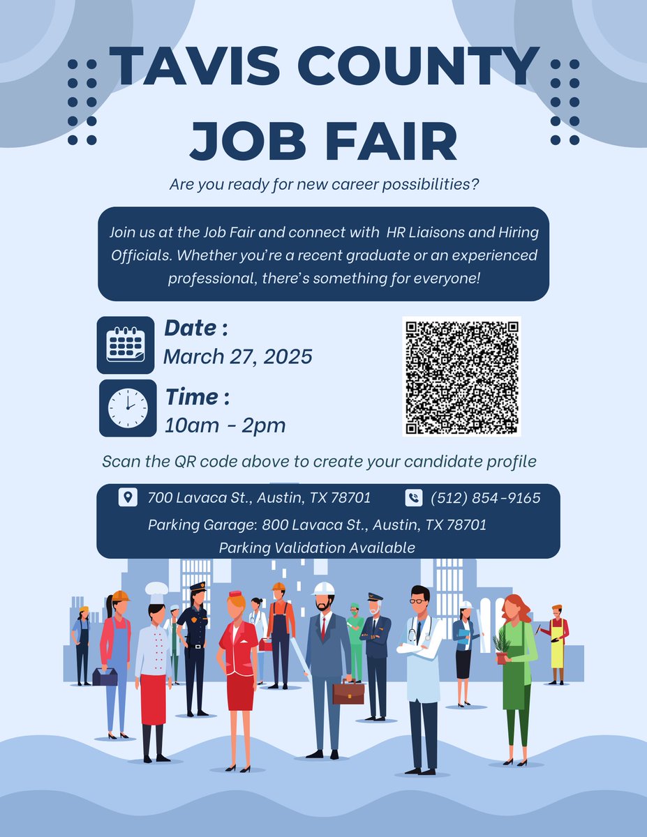 ‼️@traviscountytx is hosting another job fair on March 27th! ‼️
You can even submit an onsite application or be interviewed on the spot! The County is a great place to work, come see why!