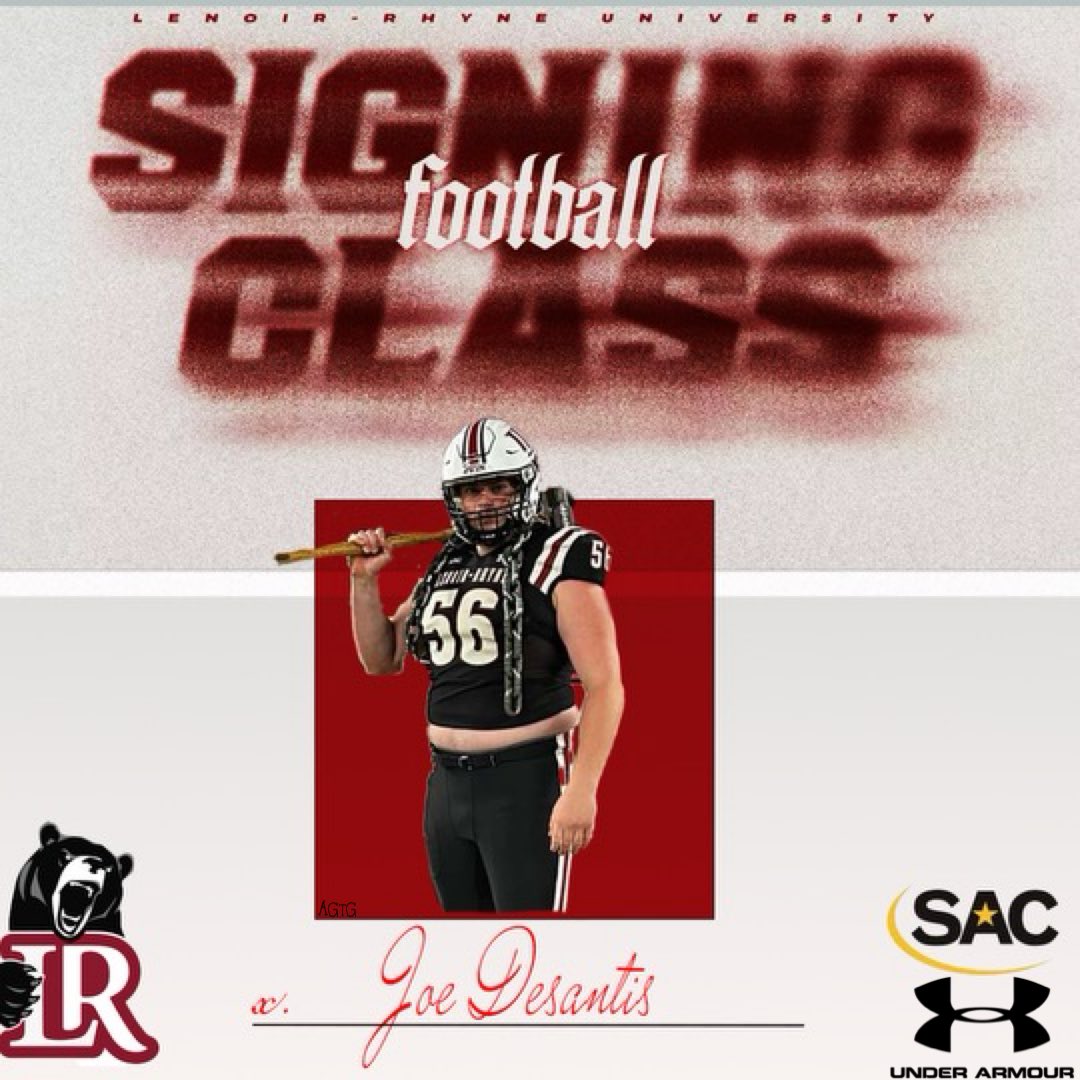 Joe DeSantis (@jdesantis56) on Twitter photo Proud to announce my commitment to <a href="/LRBearsFootball/">Lenoir-Rhyne Football</a>โผ๏ธ Thank you <a href="/coachSocha/">Doug Socha</a> & <a href="/CoachJLord1/">Jalani Lord</a> for this opportunity. As well I would like to thank my family, coaches, and teammates who have helped me make this possible!
GO BEARS!! ๐งฑ๐ป๐งฑ
#AGTG Proud to announce my commitment to <a href="/LRBearsFootball/">Lenoir-Rhyne Football</a>โผ๏ธ Thank you <a href="/coachSocha/">Doug Socha</a> & <a href="/CoachJLord1/">Jalani Lord</a> for this opportunity. As well I would like to thank my family, coaches, and teammates who have helped me make this possible!
GO BEARS!! ๐งฑ๐ป๐งฑ
#AGTG