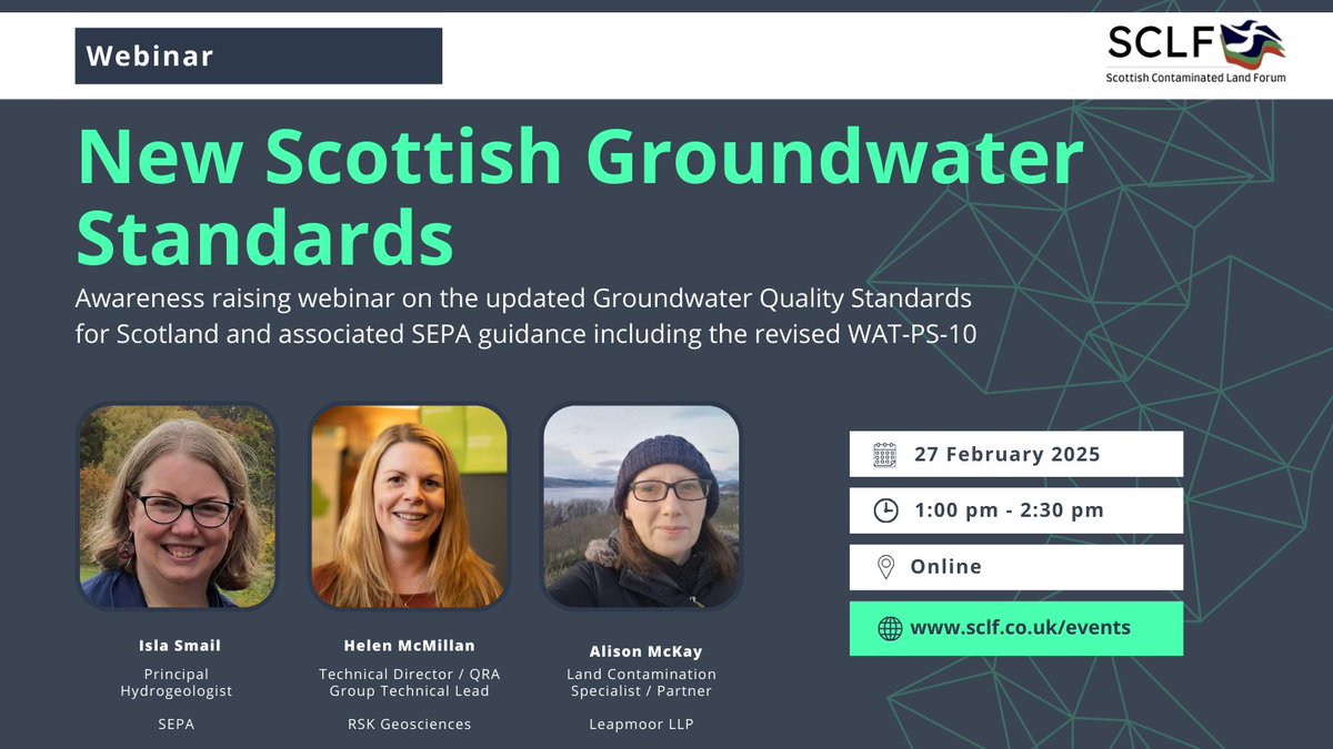 🚀 Webinar Alert! Join us on 27 February 2025 at 13:00 for insights on New Scottish Groundwater Standards. This is a must-attend for anyone assessing land contamination in Scotland. More details: wix.to/DT2cyD3 #Webinar #Groundwater #Scotland